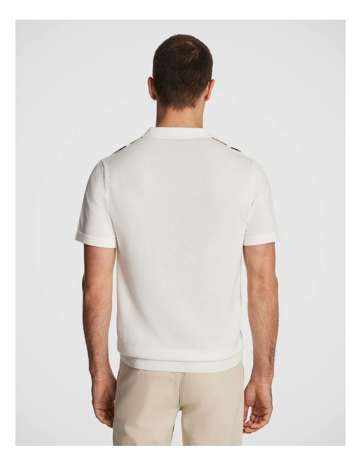 Simpson Knitted Polo Shirt in White image 2