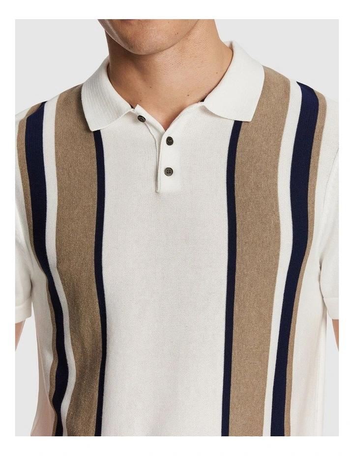 Simpson Knitted Polo Shirt in White image 3