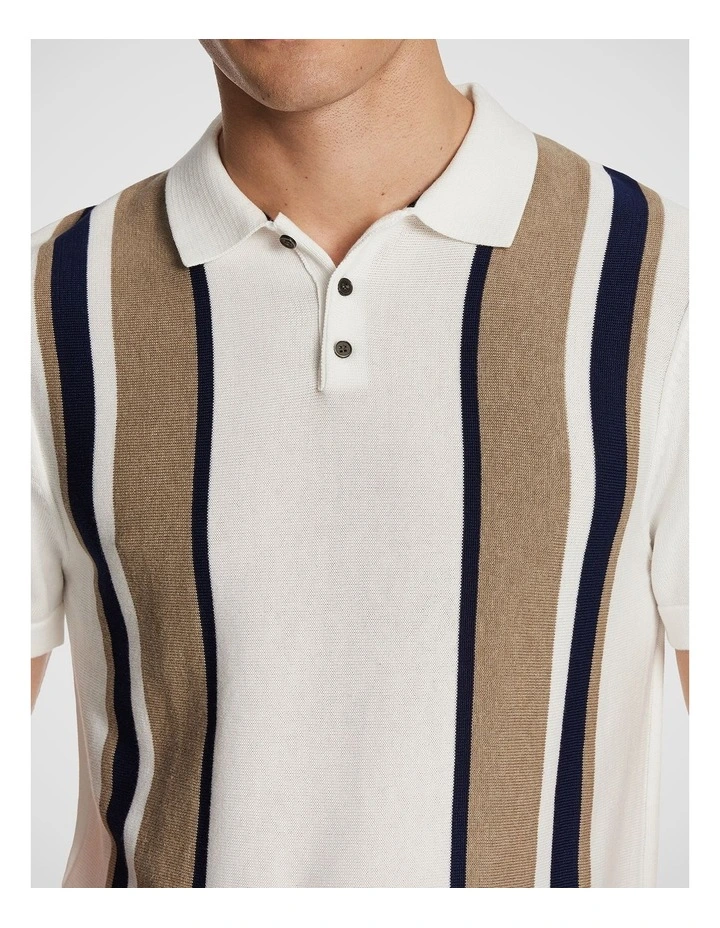 Simpson Knitted Polo Shirt in White image 3