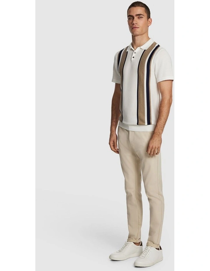 Simpson Knitted Polo Shirt in White image 4