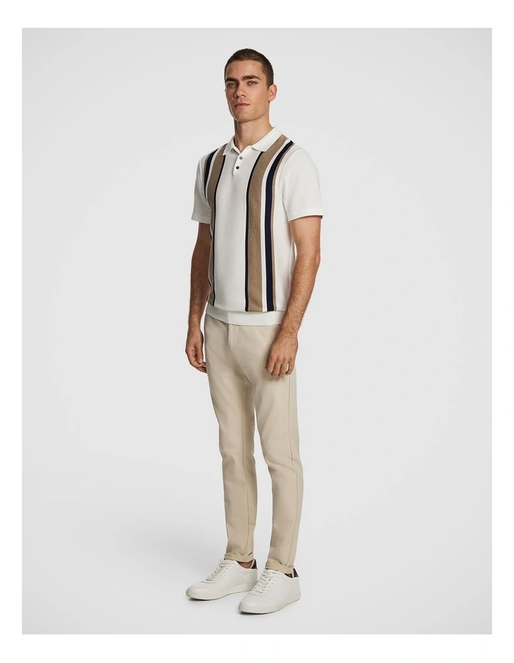 Simpson Knitted Polo Shirt in White image 4