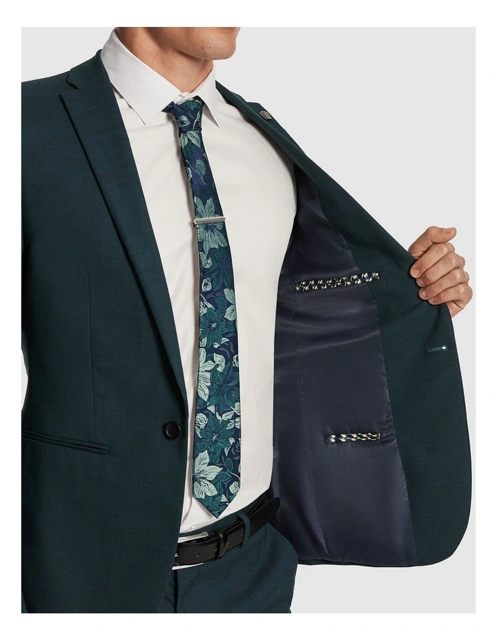 Lukey Skinny Suit Jacket in Teal image 3