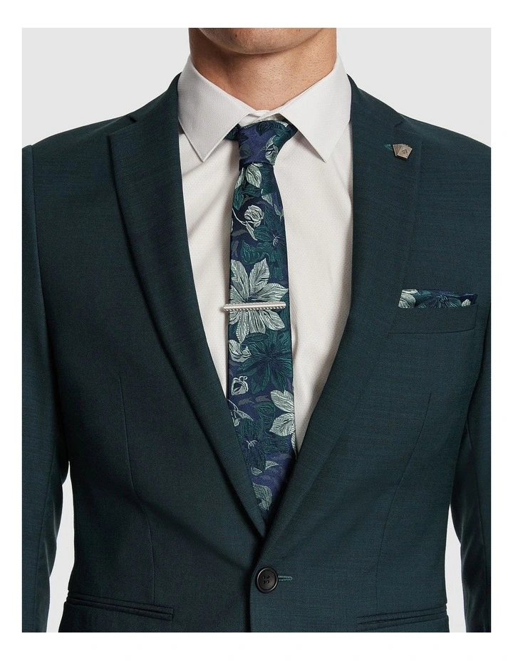 Lukey Skinny Suit Jacket in Teal image 4