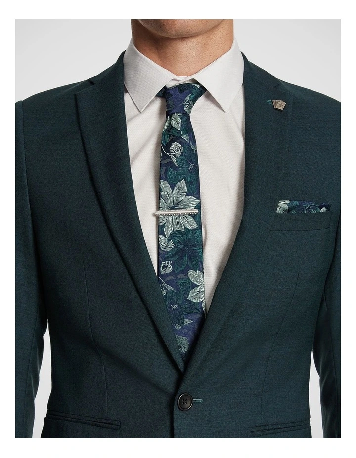 Lukey Skinny Suit Jacket in Teal image 4