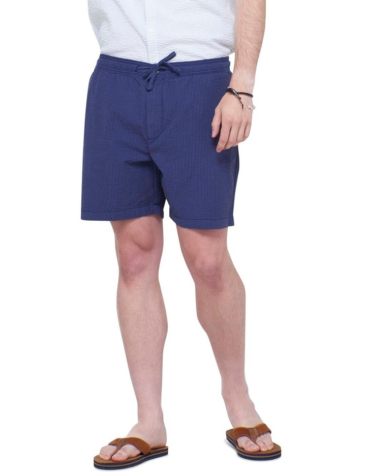 Seersucker Drawstring Shorts Navy