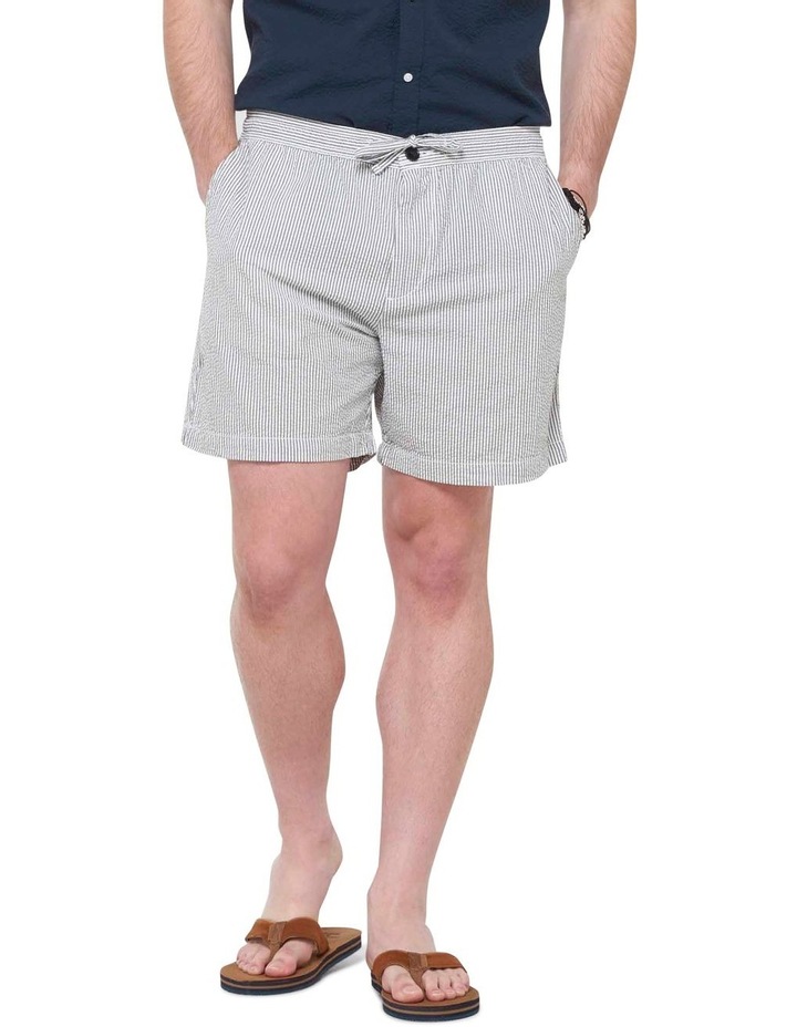 Seersucker Drawstring Shorts Grey