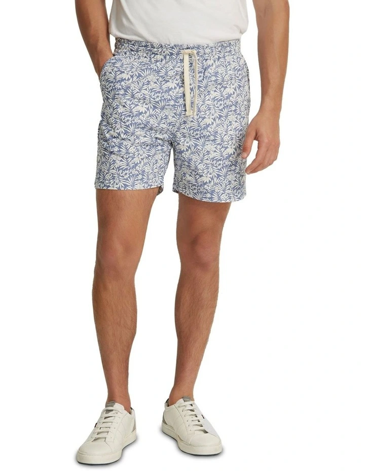 Toby Linen Cotton Printed Shorts in Blue image 1