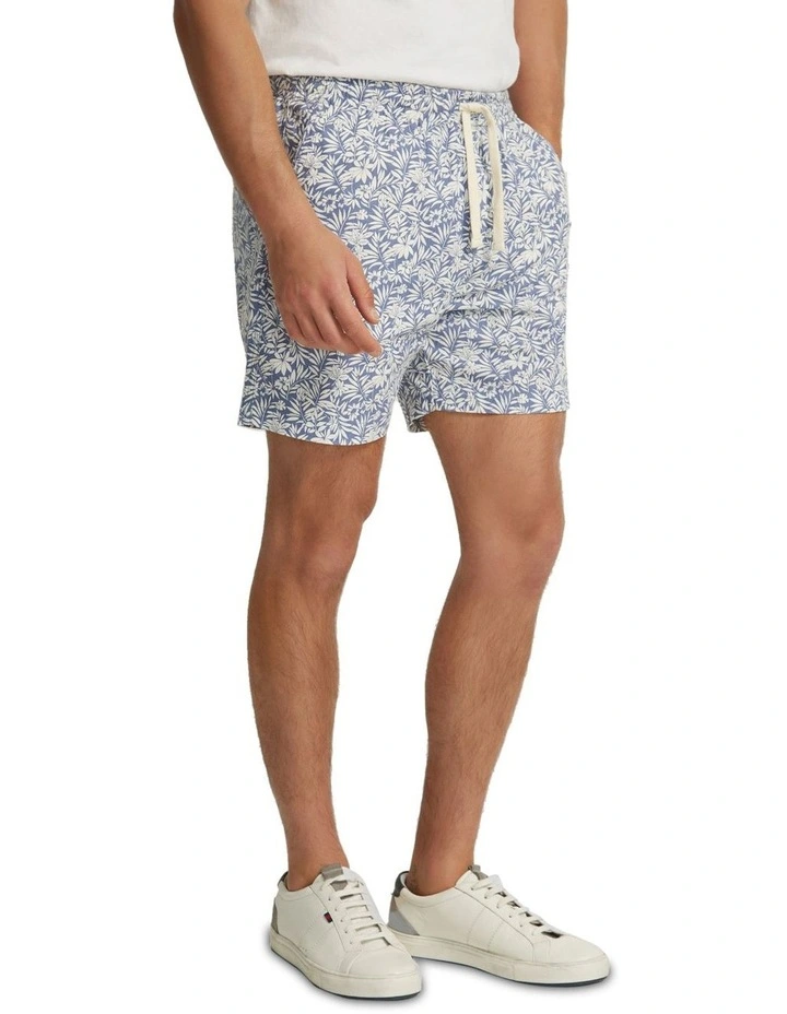 Toby Linen Cotton Printed Shorts in Blue image 2