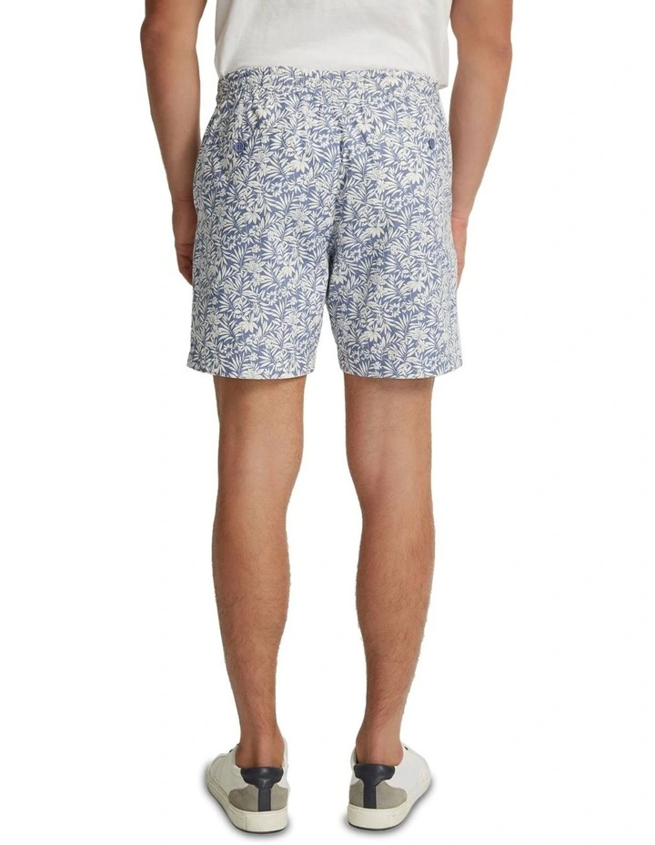 Toby Linen Cotton Printed Shorts in Blue image 3