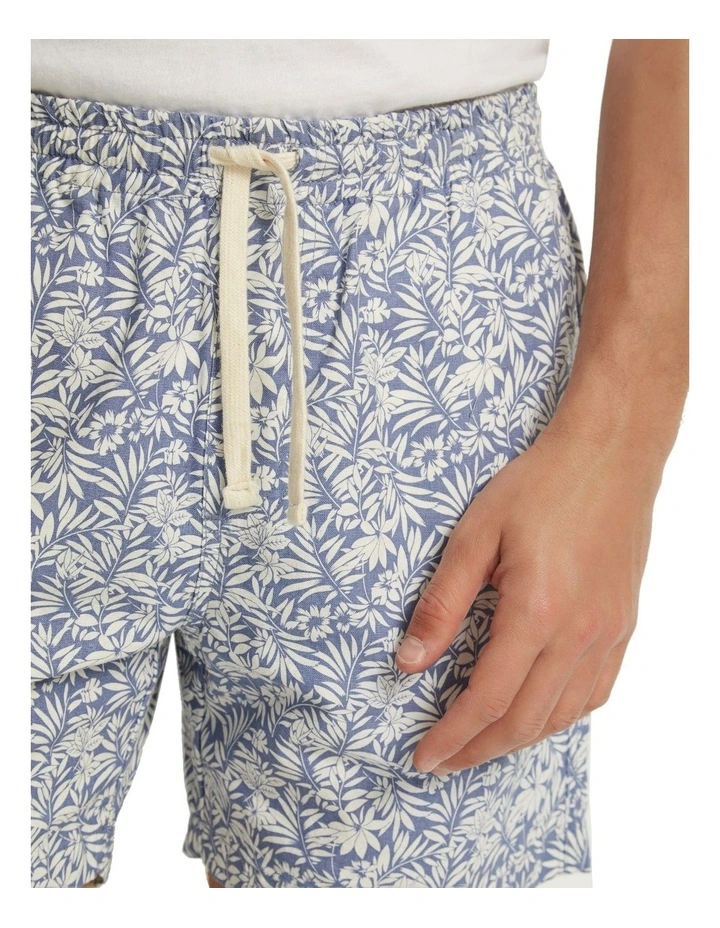 Toby Linen Cotton Printed Shorts in Blue image 6