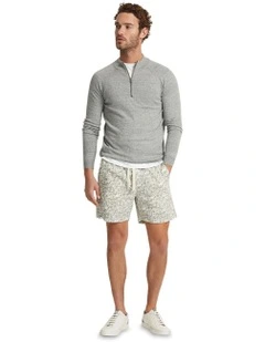 Perry Zip Collar Knit Top in Grey