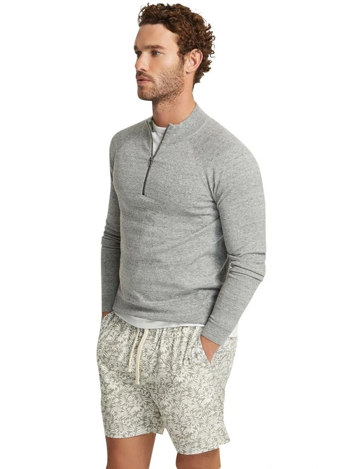 Perry Zip Collar Knit Top in Grey image 2