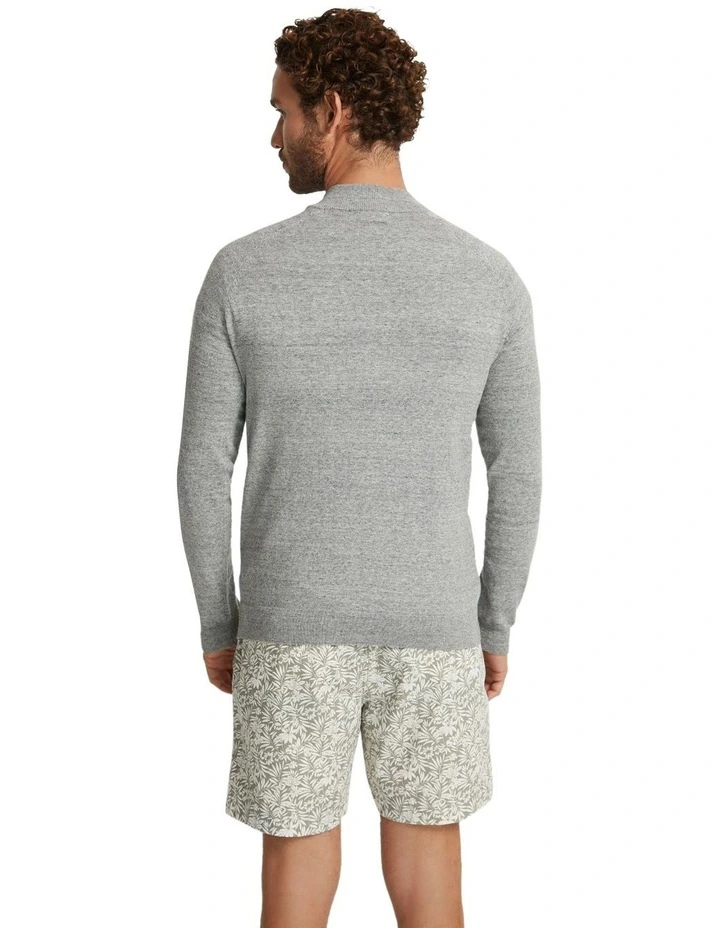 Perry Zip Collar Knit Top in Grey image 3