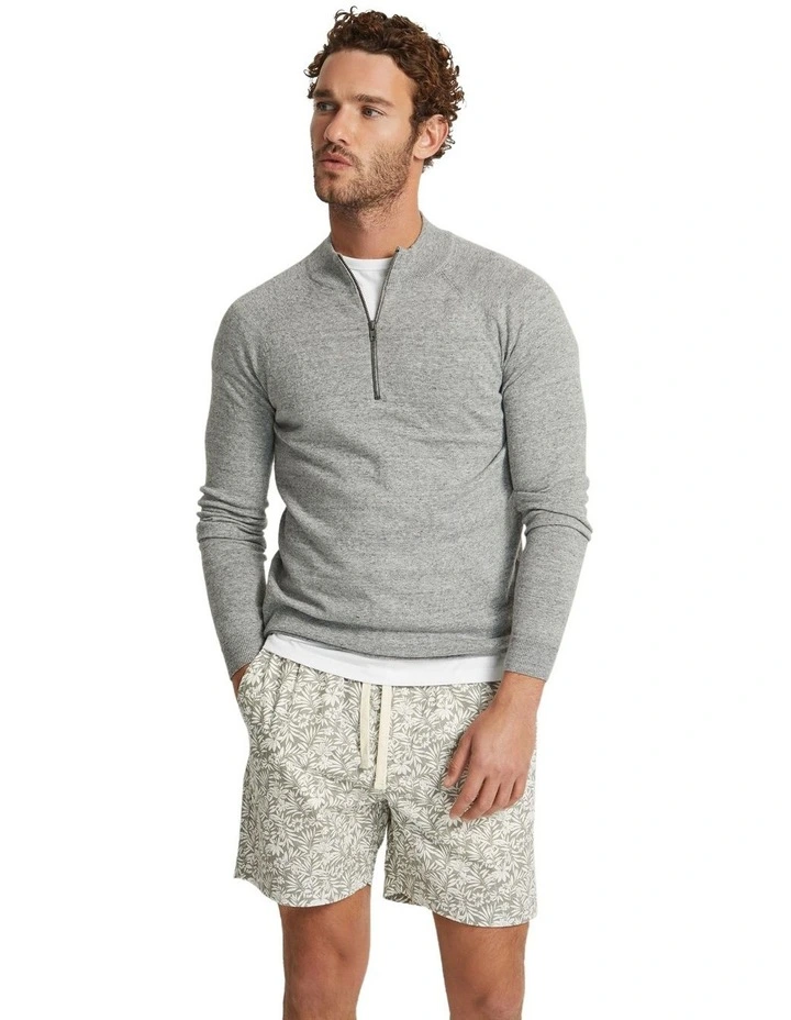 Perry Zip Collar Knit Top in Grey image 5