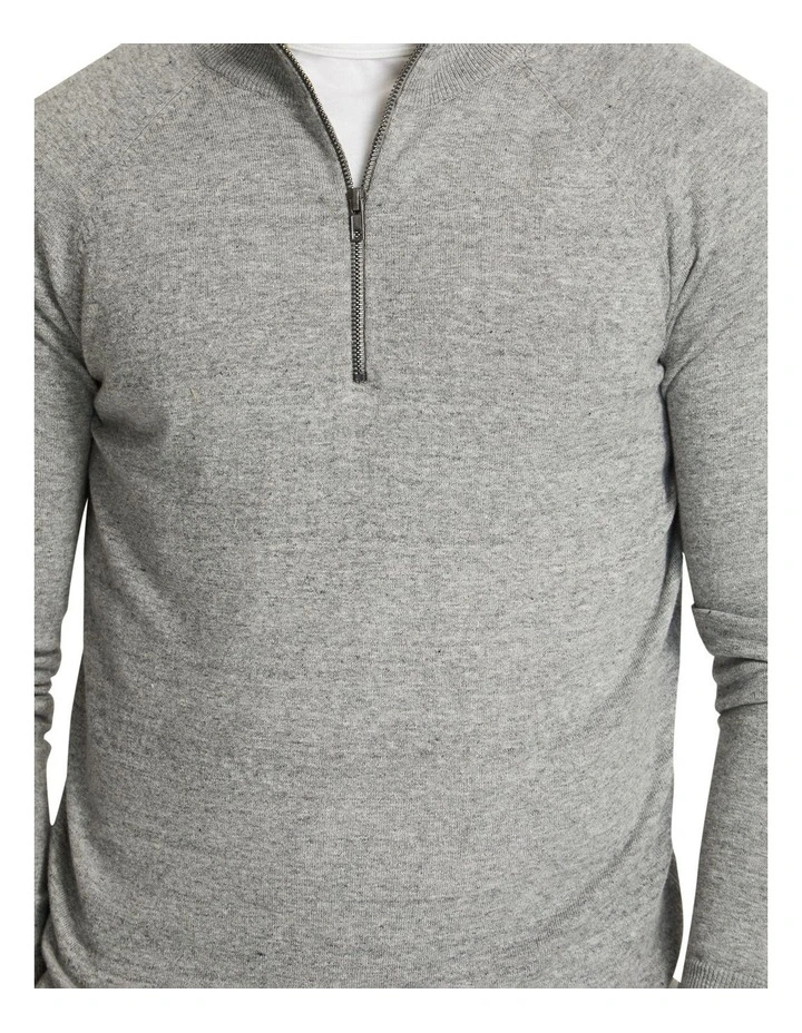 Perry Zip Collar Knit Top in Grey image 6