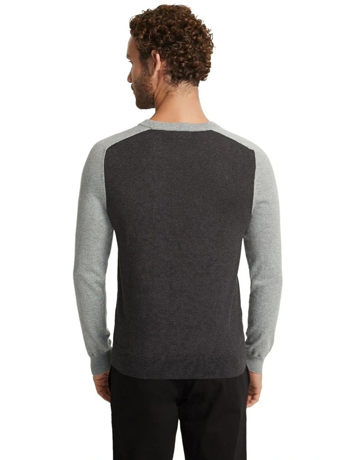 Finn Crew Neck Cashmere Blend Top in Charcoal/Grey image 3