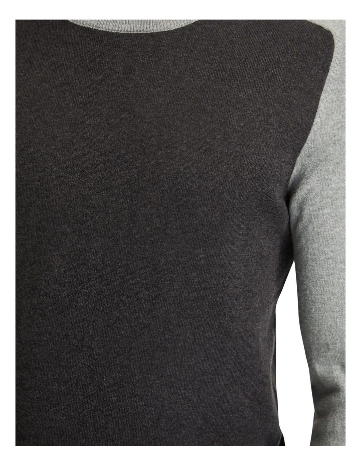 Finn Crew Neck Cashmere Blend Top in Charcoal/Grey image 6