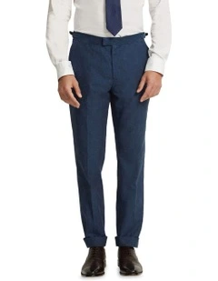 Byron Linen Blend Cuffed Trousers in Blue
