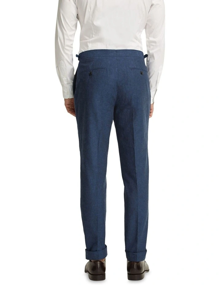 Byron Linen Blend Cuffed Trousers in Blue image 3