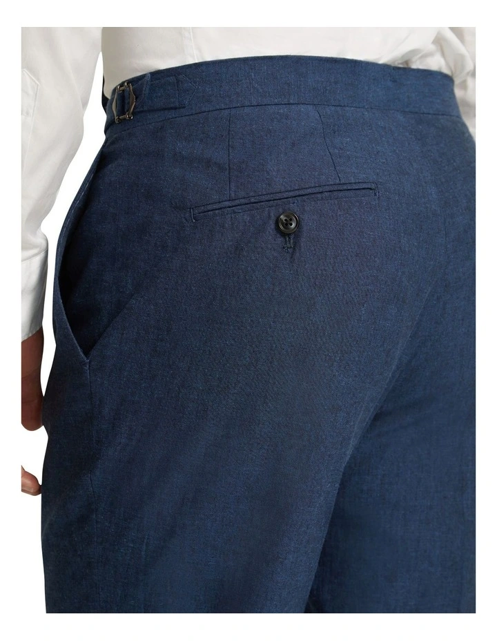Byron Linen Blend Cuffed Trousers in Blue image 6