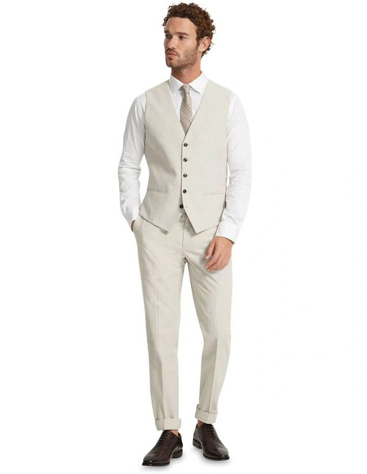 Butterworth Linen Blend Waistcoat in Stone image 1