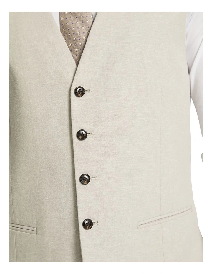 Butterworth Linen Blend Waistcoat in Stone image 6