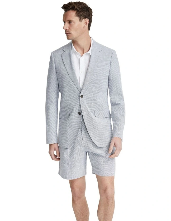 Blake Eco Seersucker Blazer in Blue image 5