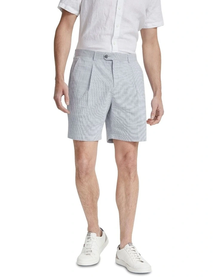 Matteo Eco Seersucker Shorts in Blue image 1