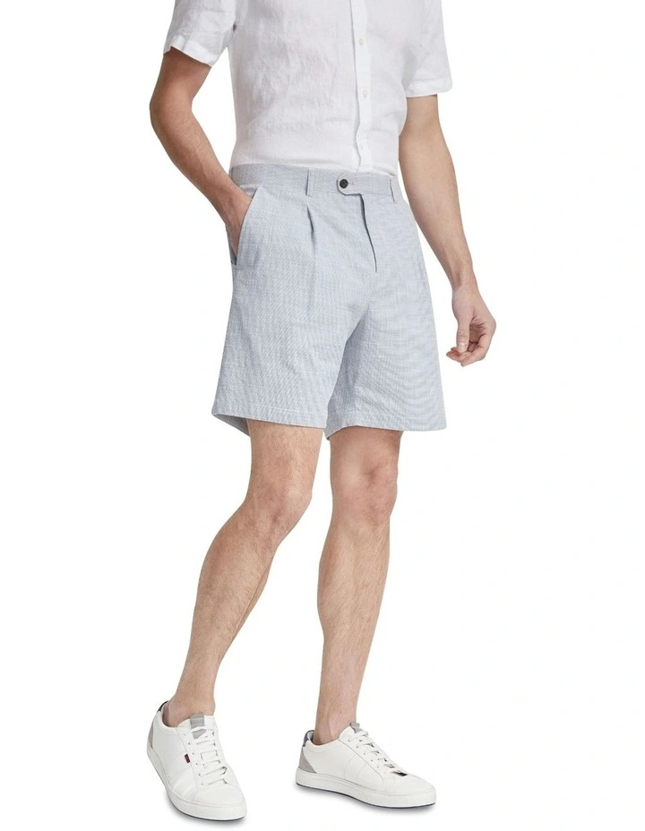 Matteo Eco Seersucker Shorts in Blue image 2