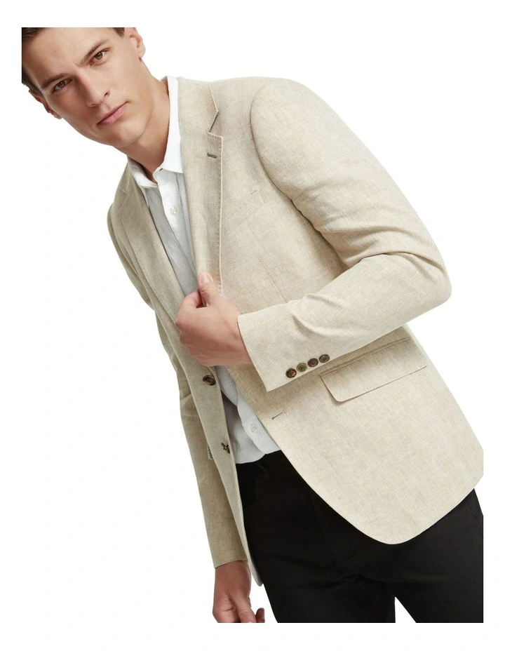 Blake Linen Blend Blazer in Sand image 4