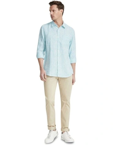 Holloway Pure Linen Stripe Shirt in Mint
