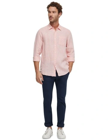 Holloway Pure Linen Shirt in Tangerine
