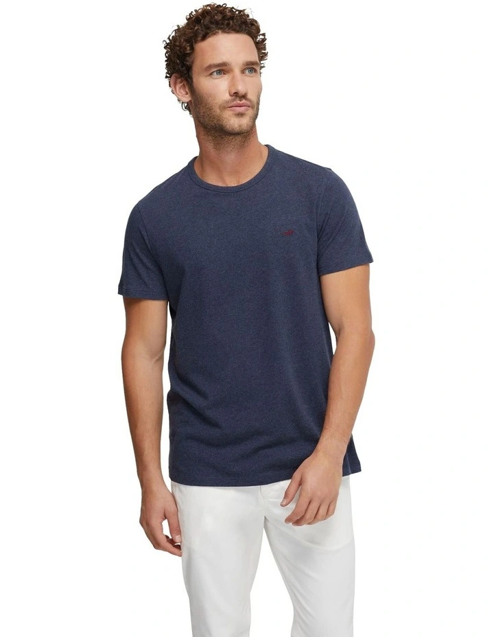 Ben Cotton Crew Neck T-shirt in Navy image 1