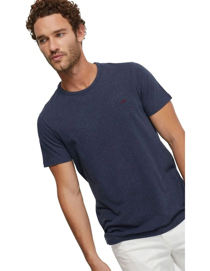 Ben Cotton Crew Neck T-shirt in Navy image 4
