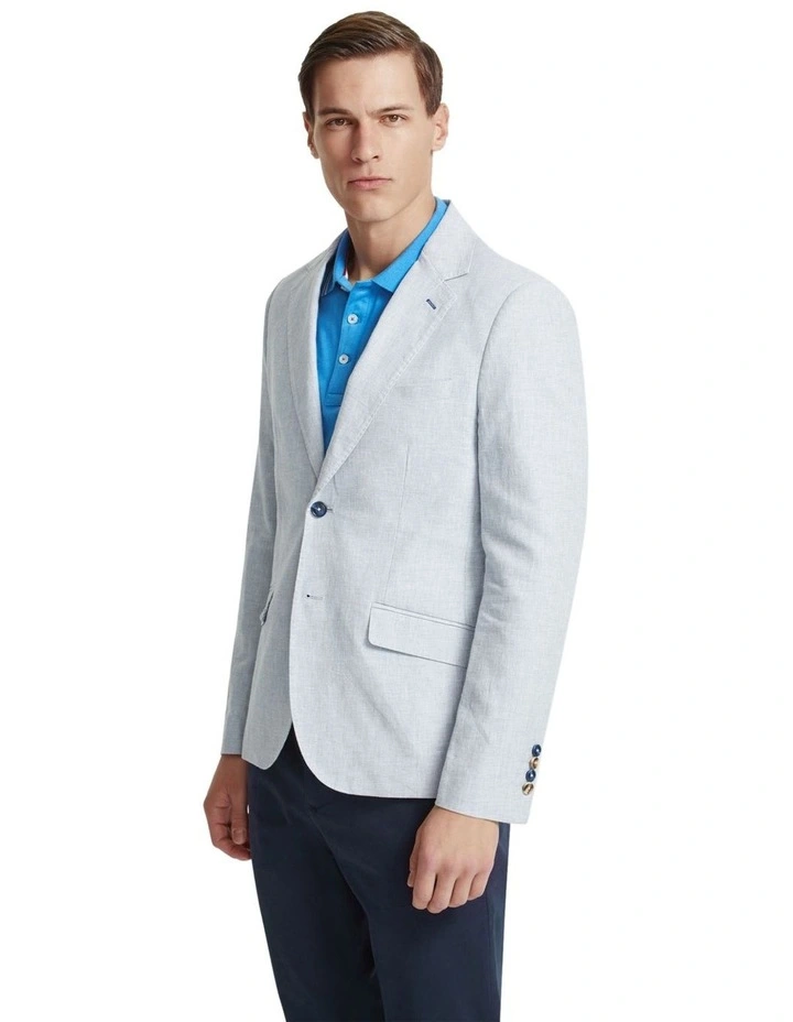 Blake Linen Blend Blazer in Sky image 2