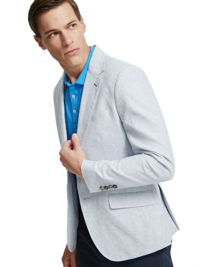 Blake Linen Blend Blazer in Sky image 4