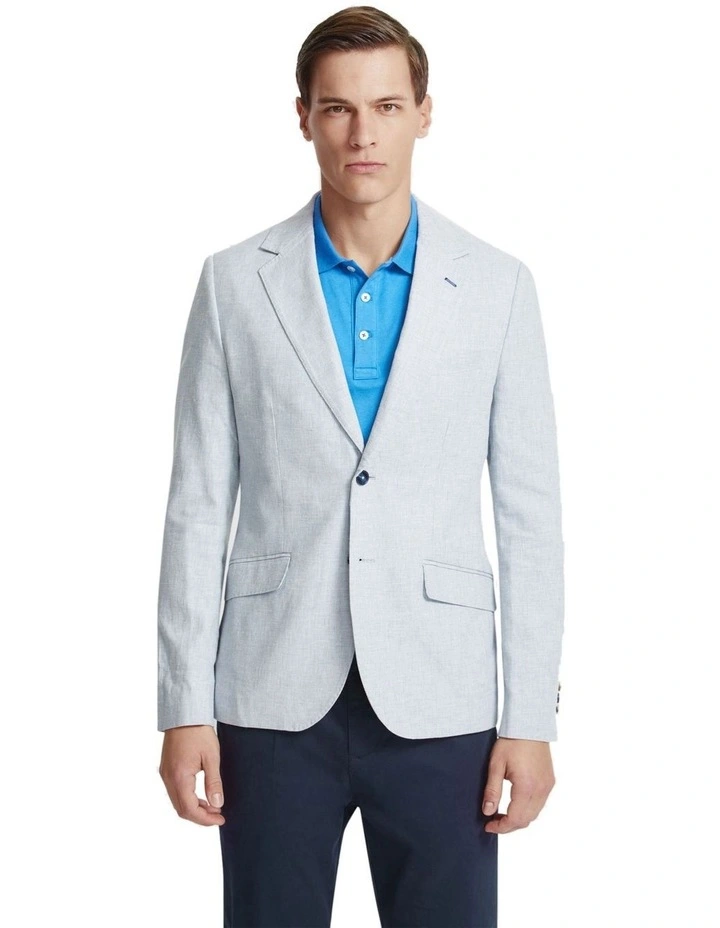 Blake Linen Blend Blazer in Sky image 5