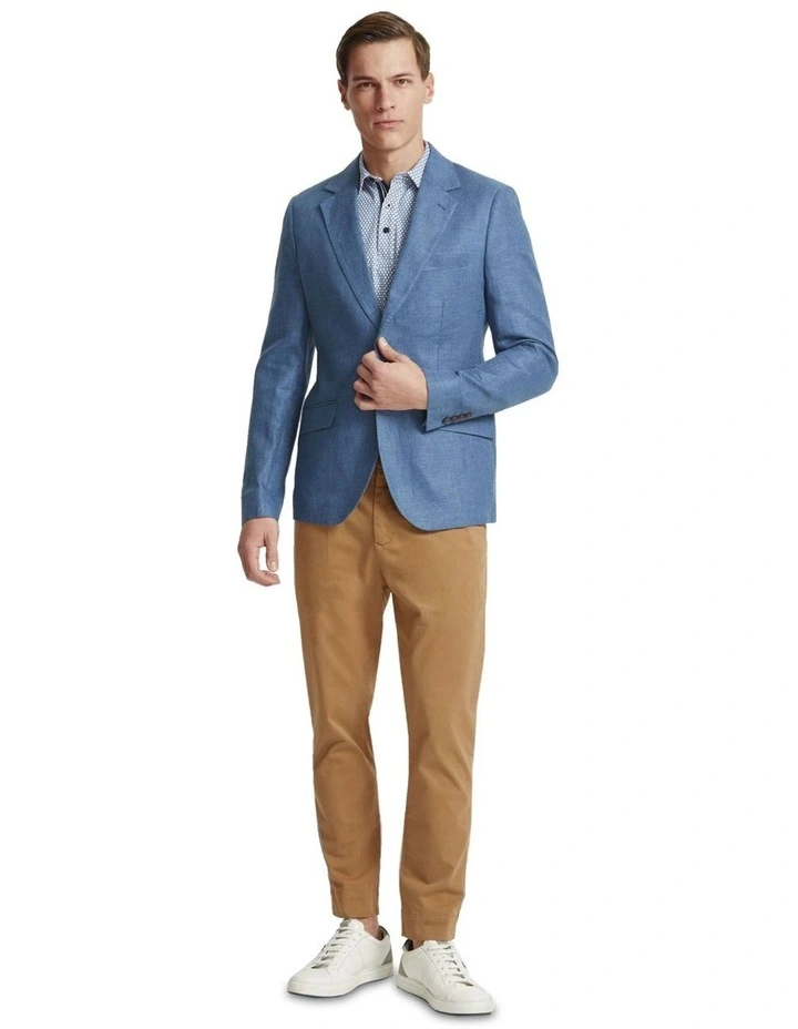Blake Linen Blend Blazer in Blue image 1