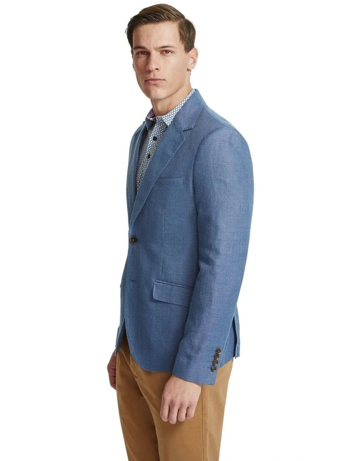 Blake Linen Blend Blazer in Blue image 2
