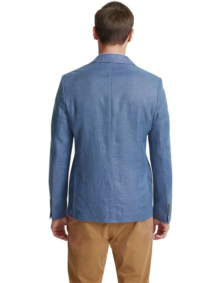 Blake Linen Blend Blazer in Blue image 3