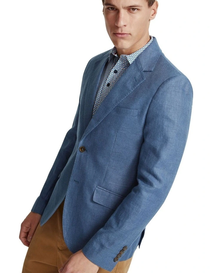 Blake Linen Blend Blazer in Blue image 4