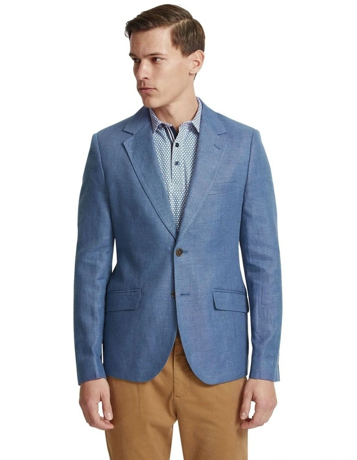 Blake Linen Blend Blazer in Blue image 5