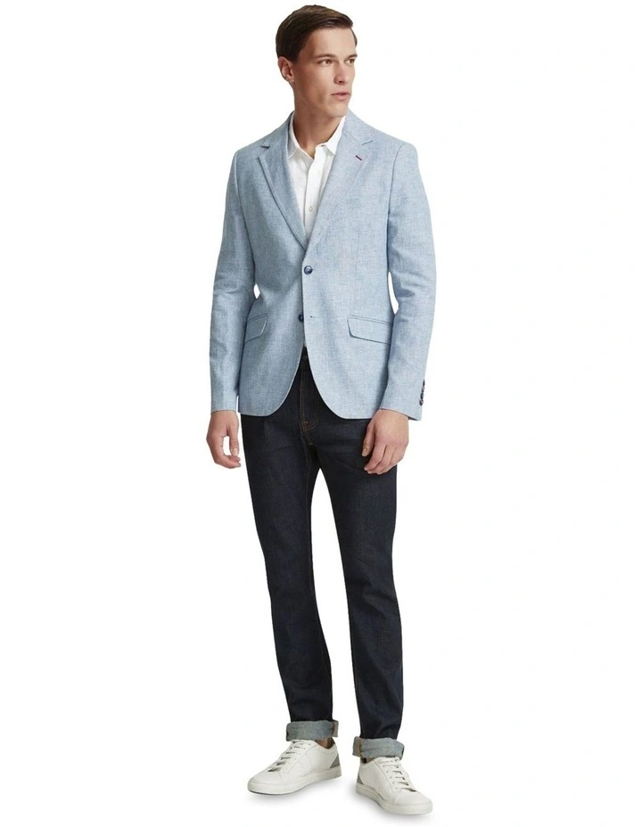 Blake Linen Blend Blazer in Blue image 1