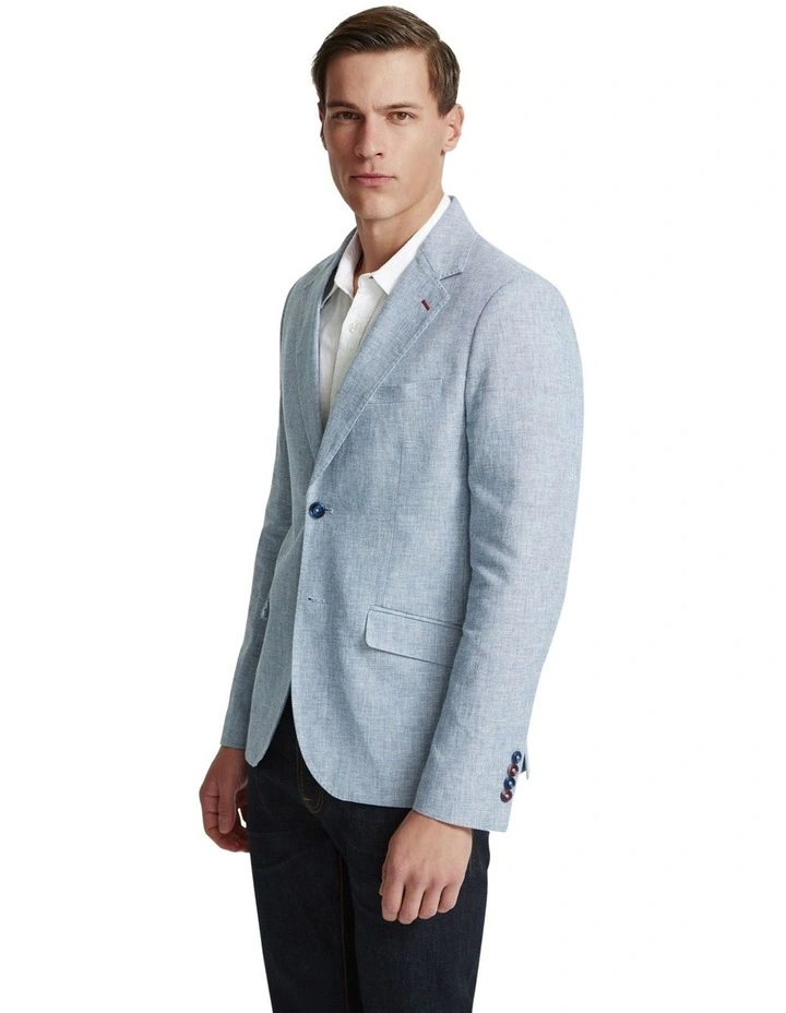 Blake Linen Blend Blazer in Blue image 2