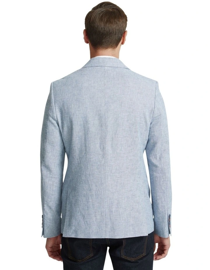 Blake Linen Blend Blazer in Blue image 3
