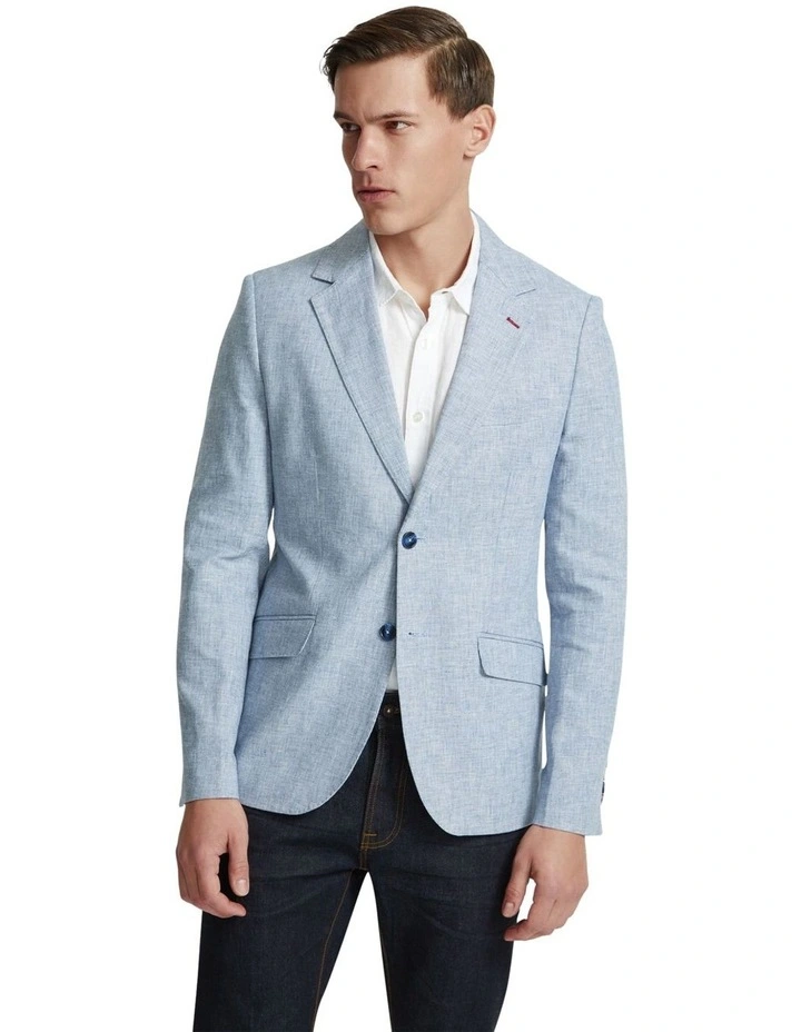 Blake Linen Blend Blazer in Blue image 5