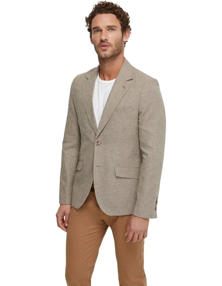 Blake Linen Blend Blazer in Bark image 2