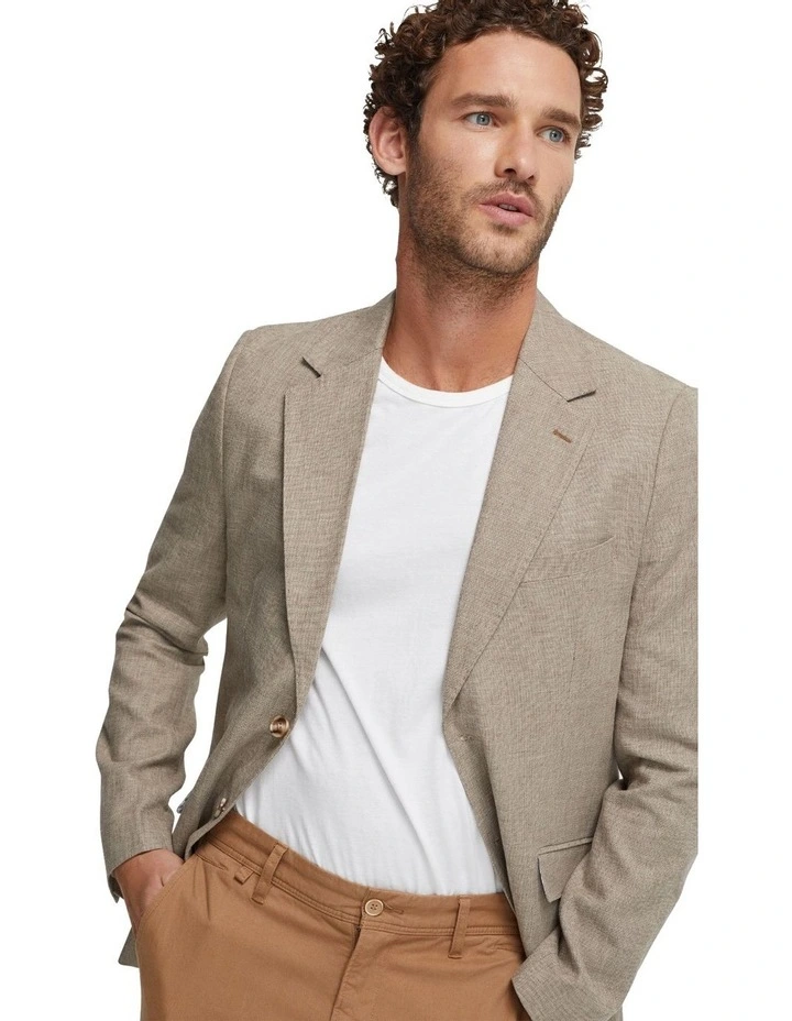 Blake Linen Blend Blazer in Bark image 4