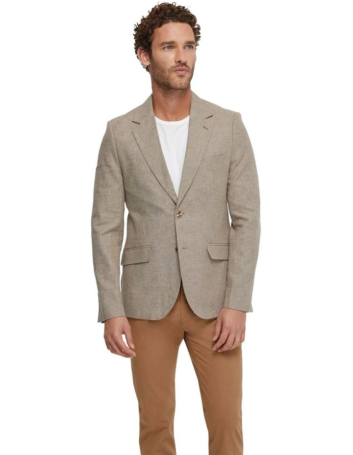 Blake Linen Blend Blazer in Bark image 5
