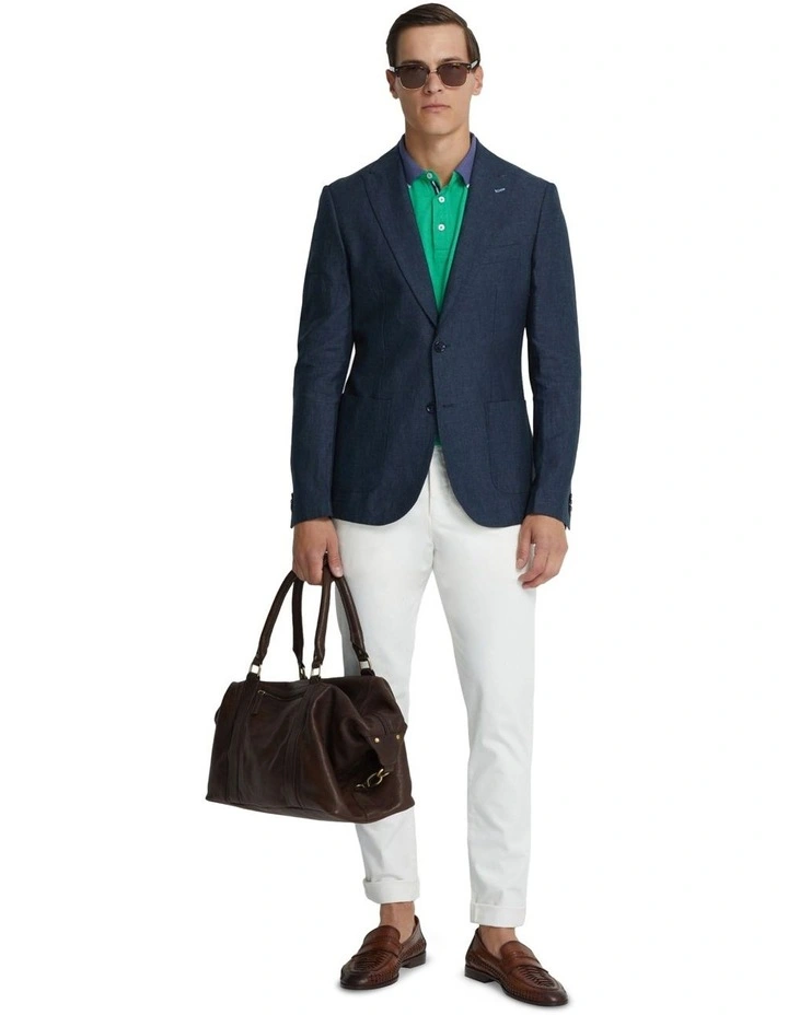 Milton Linen Blazer With Peak Lapel in Ink image 5